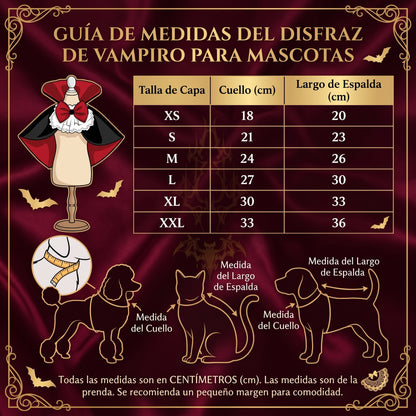Disfraz de capa vampiro para perros y gatos